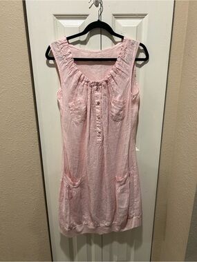 Linen Made in Italy Pink Pastel Prairie Cottagecore Lagenlook Dress , S/M